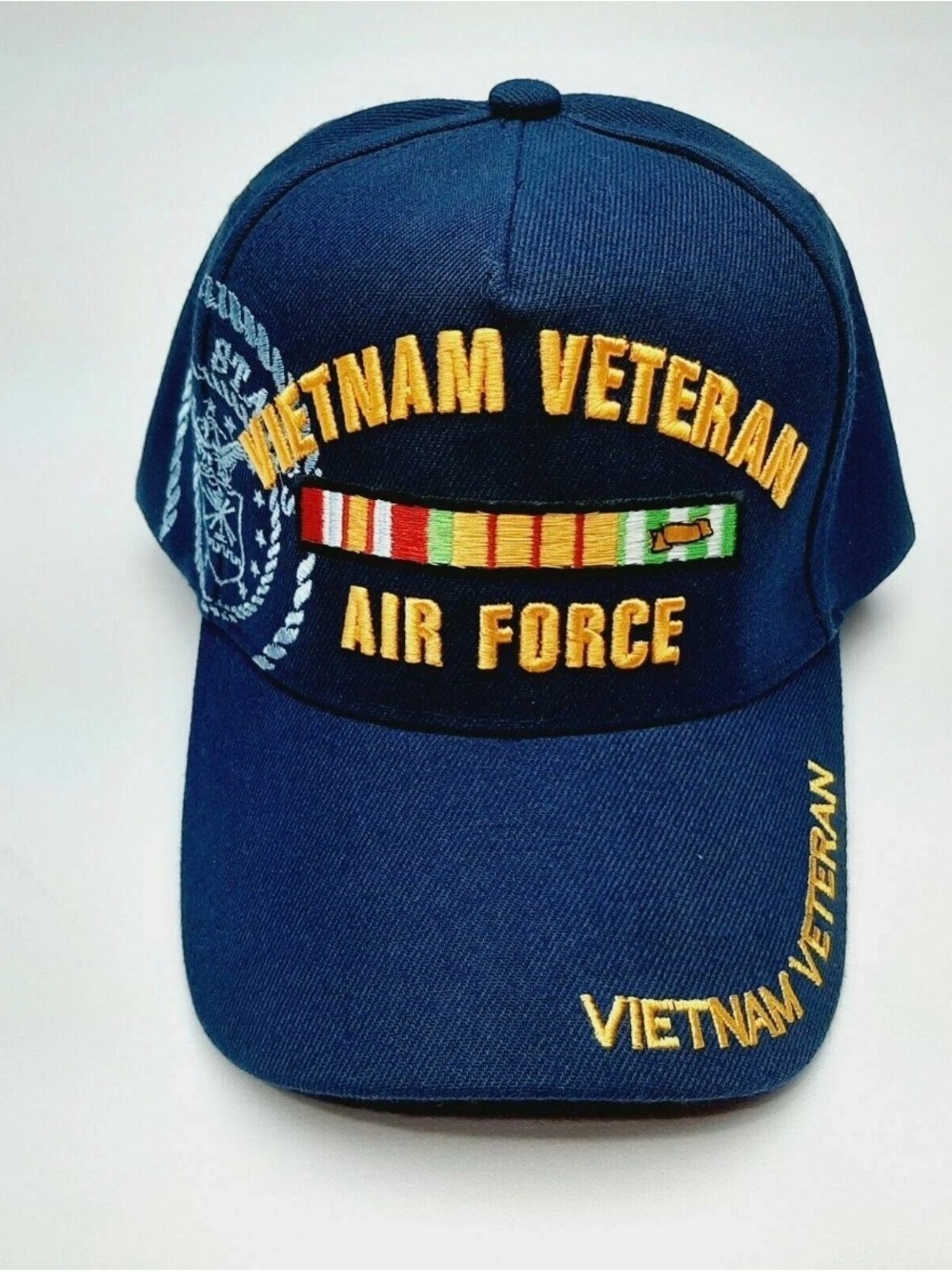 Vietnam Veteran Air Force Hat Navy Blue Embroidered Strapback Cap